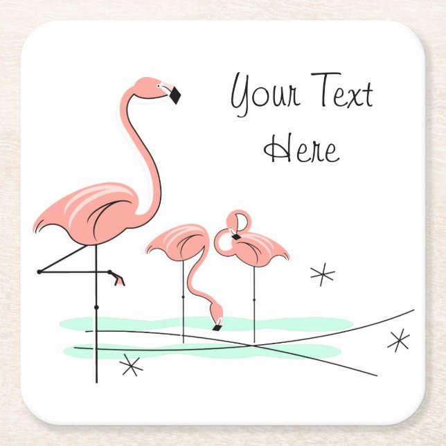 Flamingo Ocean Trio 4 Text underlägg Papper Kvadrat (Framsidan)