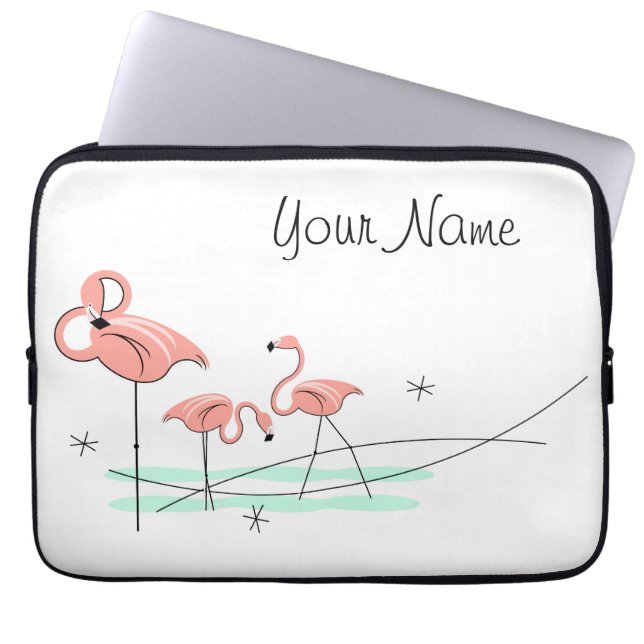 Flamingo Ocean Trio Namn laptop sleeve (Framsidan)