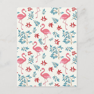 Flamingo och blommor vykort