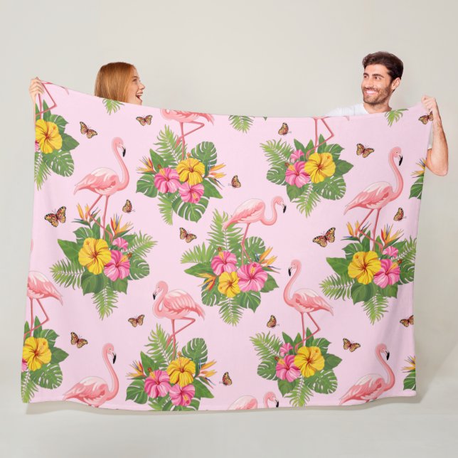 Flamingo och Butterflies 1 Fleecefilt (På plats)