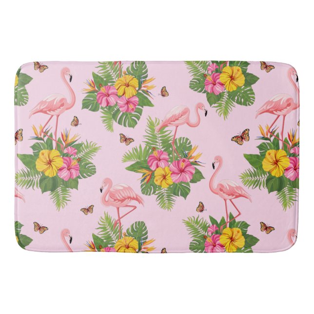 Flamingo och fjärilar 1 badrumsmatta (Framsidan)