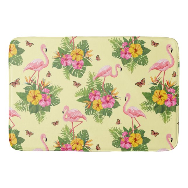 Flamingo och fjärilar 2 badrumsmatta (Framsidan)