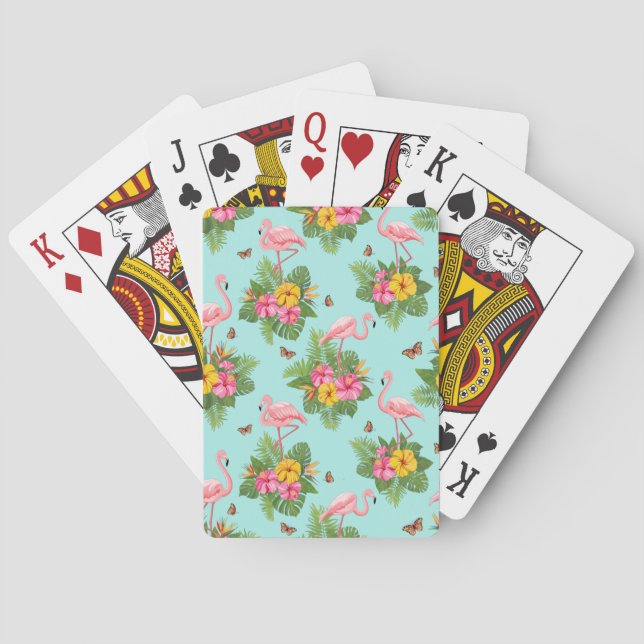 Flamingo och fjärilar 3 casinokort (Baksidan)