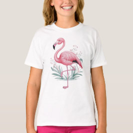 Flamingo och Flowers T Shirt
