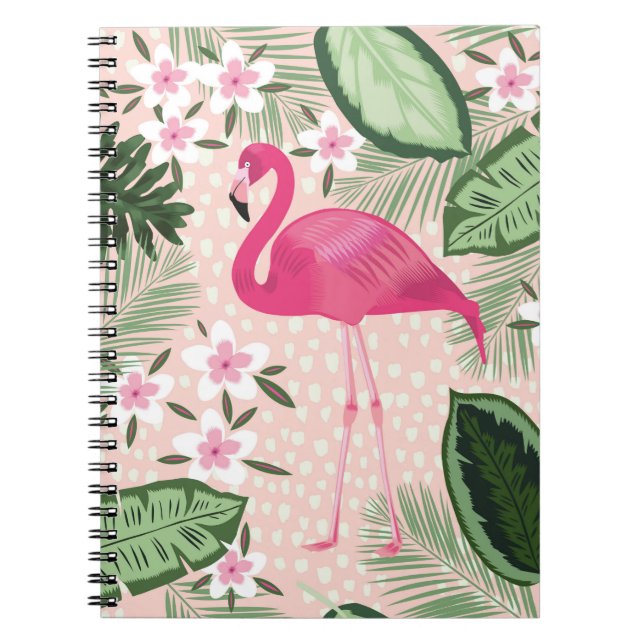 Flamingo och handflatan träd illustrerar mönster u anteckningsbok (Framsidan)