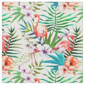 Flamingo- och hibiskustyg tyg