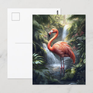 Flamingo och Jungle Waterfall Vykort