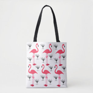 Flamingo och palmträd tygkasse