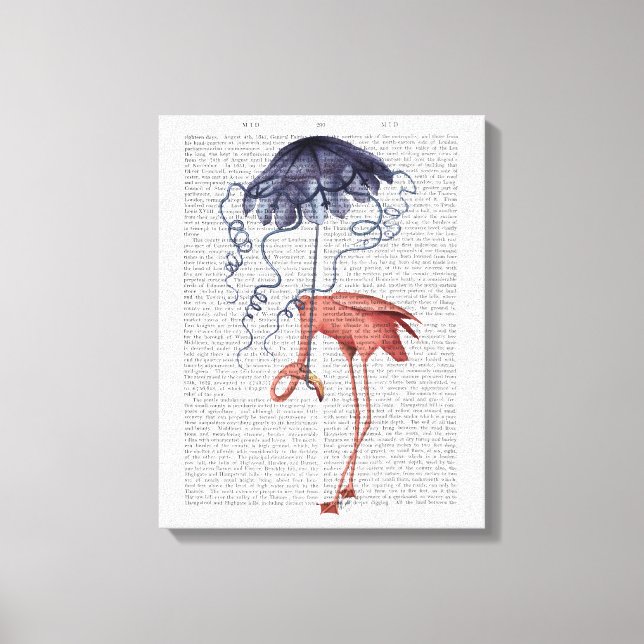 Flamingo och parasol canvastryck (Framsida)