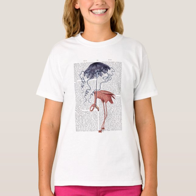 Flamingo och parasol t shirt (Framsida)