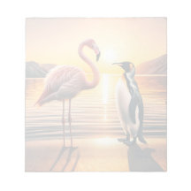 Flamingo och Penguin Sunset Encounter