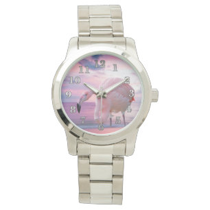 Flamingo och rosahimmel armbandsur