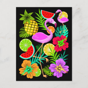 Flamingo och sommarfrukt, Roligt Pa Helgdag vykort