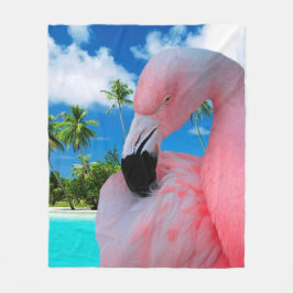 Flamingo och strand fleecefilt