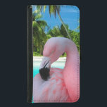 Flamingo och strand samsung galaxy s5 plånboksfodral<br><div class="desc">Fantastiskt djurliv. Rosa flamingo,  hav,  handflatan och tropisk strand.</div>