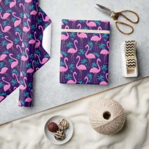 Flamingo och tropiska blad presentpapper