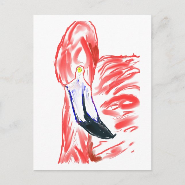 Flamingo Oljemålning Rosa Flamingoe teckning Vykort (Framsida)