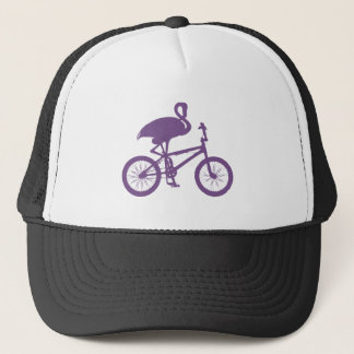 Flamingo on Bicycle Silhouette Truckerkeps