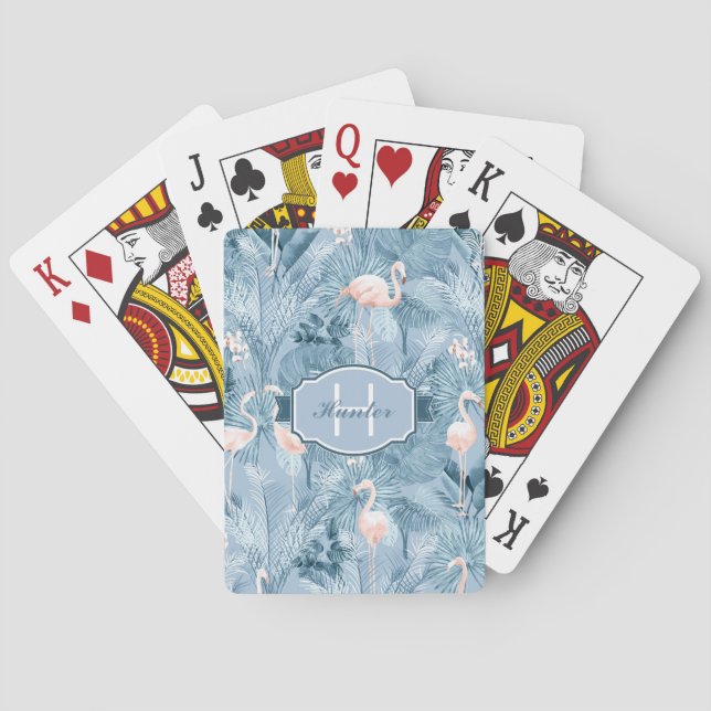 Flamingo Orchid Tropical Mönster Blue ID868 Casinokort (Baksidan)