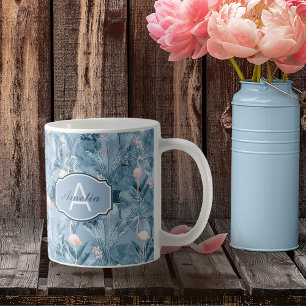 Flamingo Orchid Tropical Mönster Blue ID868 Kaffemugg