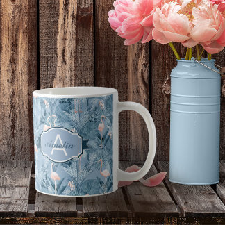 Flamingo Orchid Tropical Mönster Blue ID868 Kaffemugg