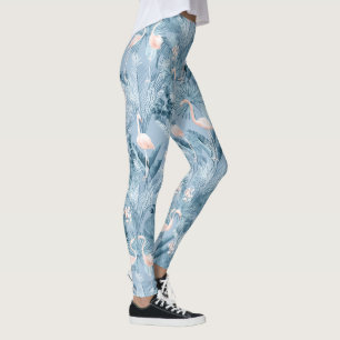 Flamingo Orchid Tropical Mönster Blue ID868 Leggings