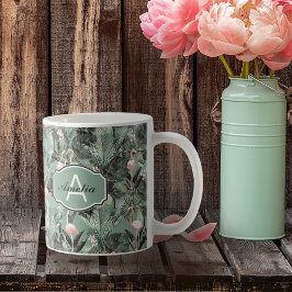 Flamingo Orchid Tropical Mönster Sage ID868 Kaffemugg