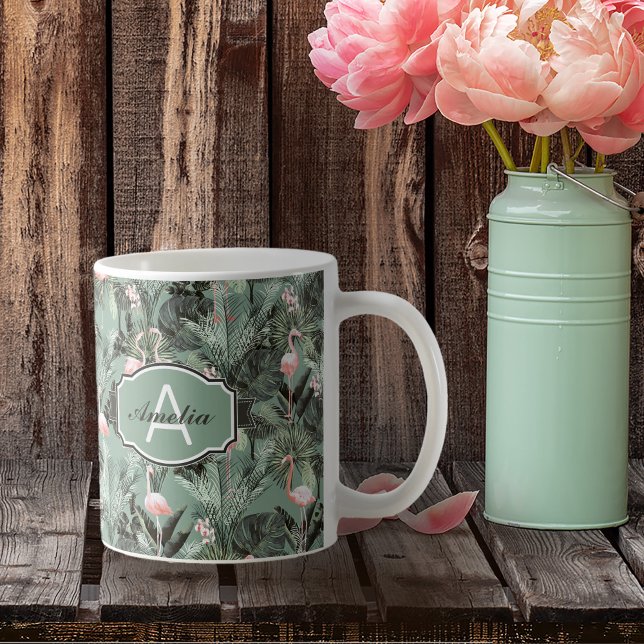 Flamingo Orchid Tropical Mönster Sage ID868 Kaffemugg (Skapare uppladdad)