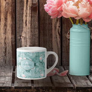 Flamingo Orchid Tropical Mönster Teal ID868 Espressomugg