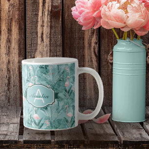 Flamingo Orchid Tropical Mönster Teal ID868 Kaffemugg