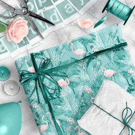 Flamingo Orchid Tropical Mönster Teal ID868 Presentpapper