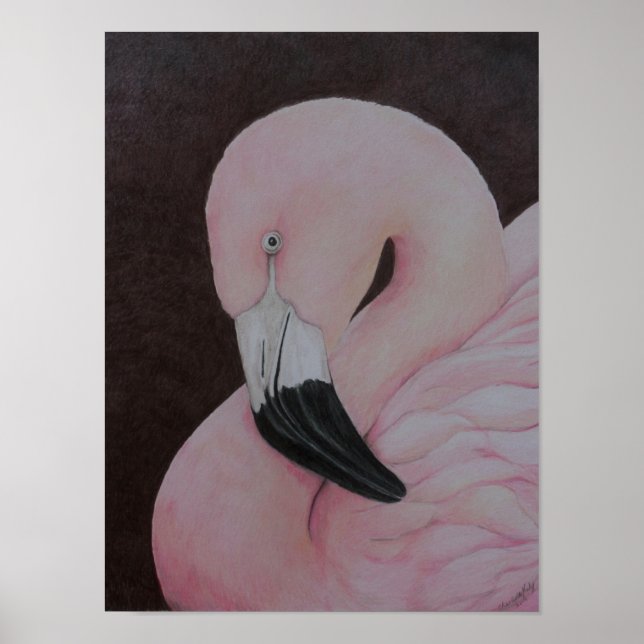Flamingo Original Bird Art Print Poster (Framsidan)
