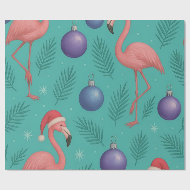 Flamingo Ornament Helgdag Presentpapper (Platt)