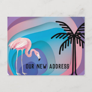 Flamingo på abstrakta gradientformer Ny adress Meddelande Vykort