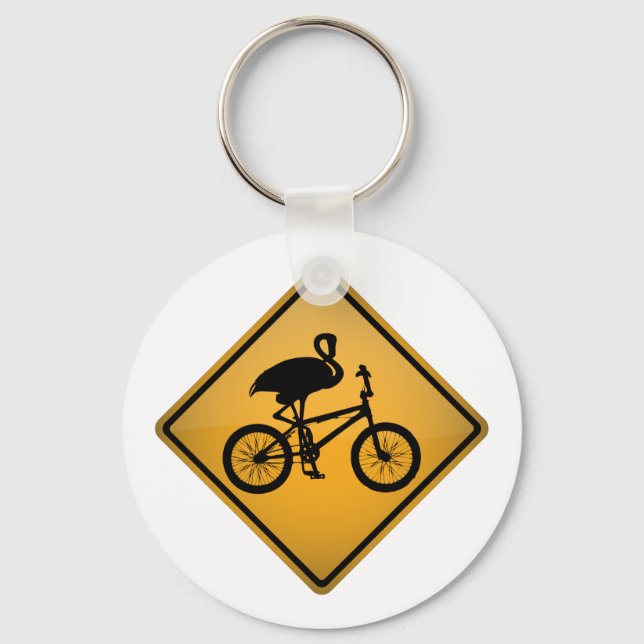 Flamingo på cykel nyckelring (Framsida)