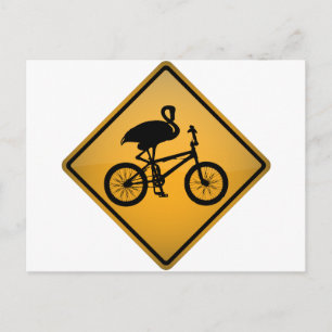 Flamingo på cykel vykort