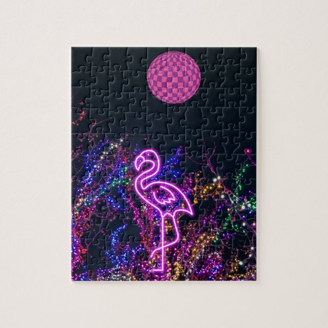 Flamingo på dansen party... pussel (Vertikal)