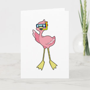Flamingo på dykning med snorkel kort