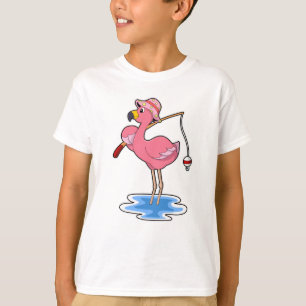 Flamingo på fiske med fiskespö t shirt