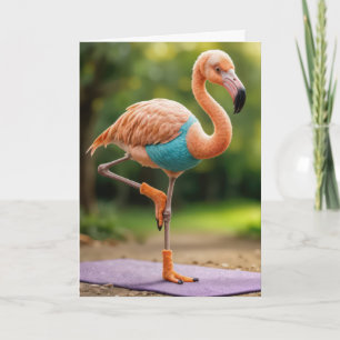 Flamingo på födelsedagen i en Yoga-dos Kort