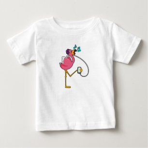 Flamingo på Music med hörlurar T Shirt