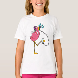 Flamingo på Music med hörlurar T Shirt