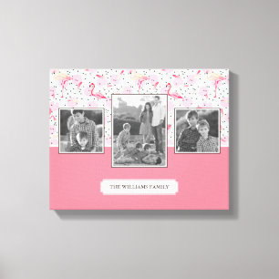 Flamingo på Polka dots   Familjefoton med text Canvastryck
