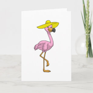 Flamingo på strand med hatt kort