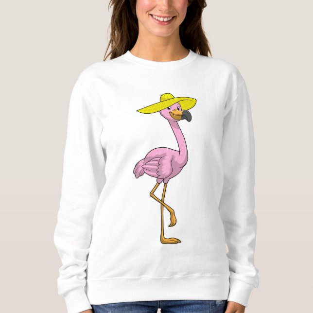Flamingo på stranden med Hat T Shirt (Framsida)