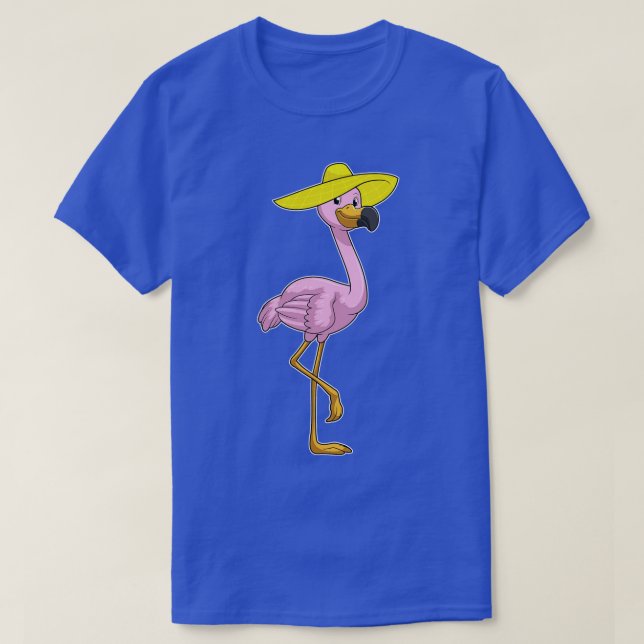 Flamingo på stranden med Hat T Shirt (Design framsida)