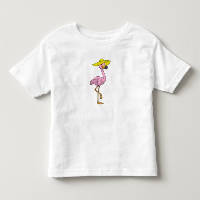 Flamingo på stranden med Hat T Shirt (Framsida)