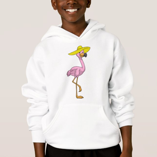 Flamingo på stranden med Hat T Shirt (Framsida)