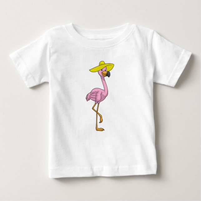 Flamingo på stranden med Hat T Shirt (Framsida)