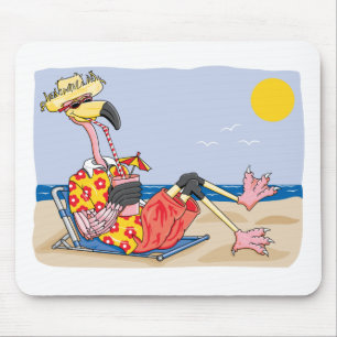 Flamingo på stranden musmatta